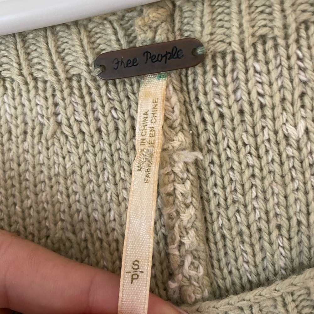 Free People Cream Patchwork Oversized Sweater Wom… - image 3